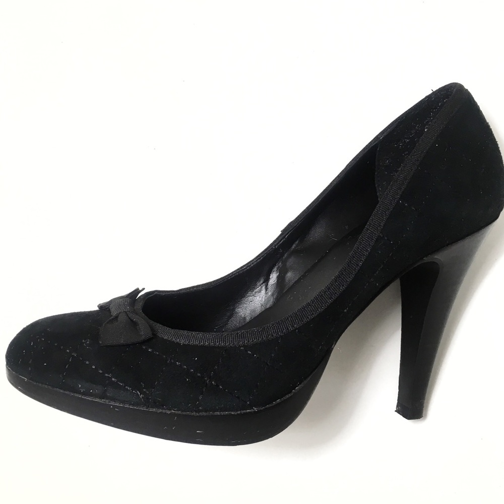 Nine West Alvar Black Suede Mini Platform Heels